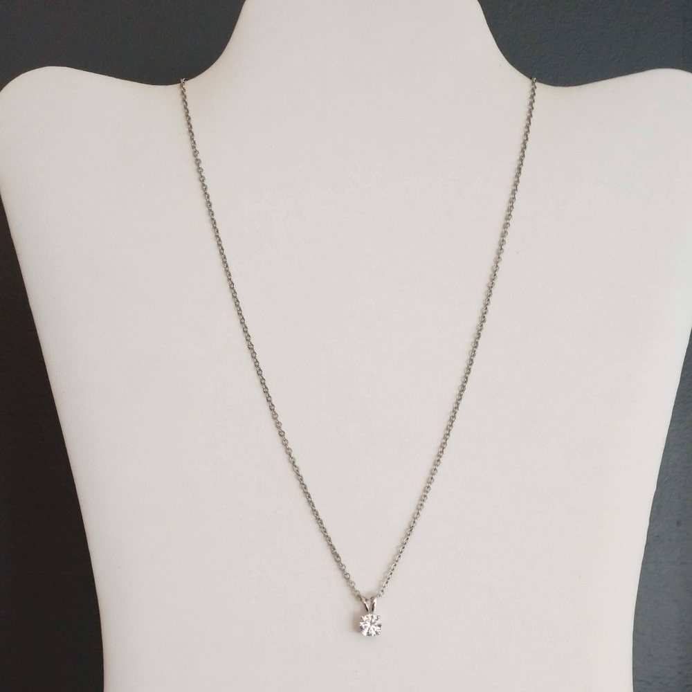 Faux diamond solitaire necklace